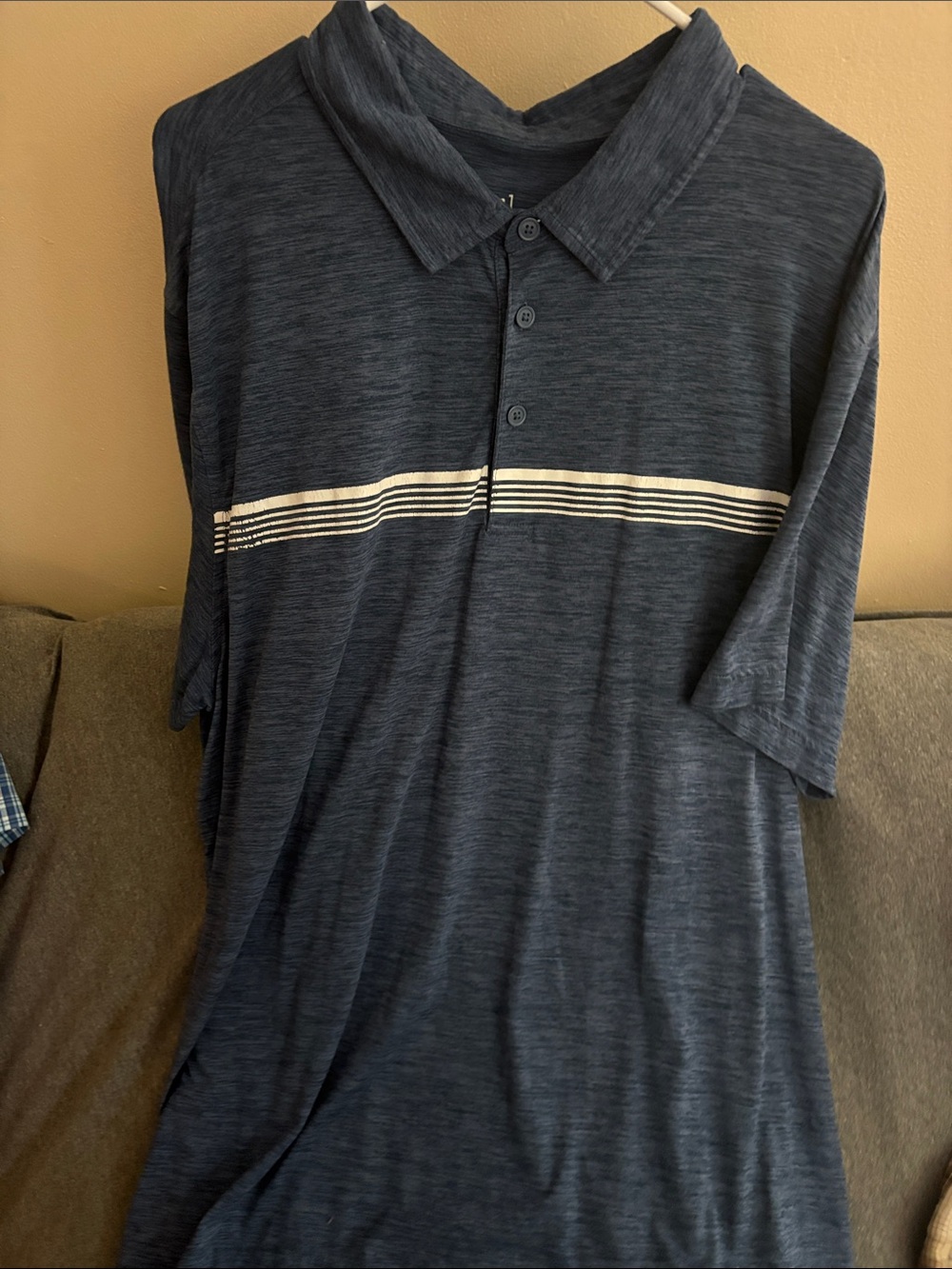 George Men's Dark Blue Polo with White Stripes